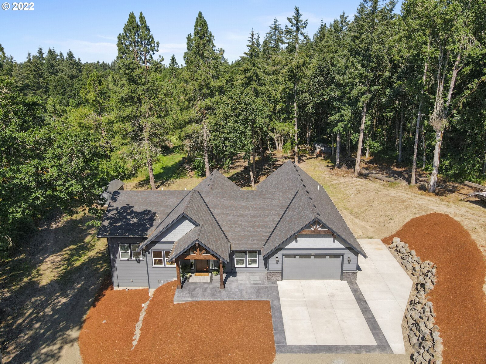 11974 South Mt Hope Road Molalla, OR 97038 - Photo 3 of 30 an aerial view of a house with swimming pool and large trees