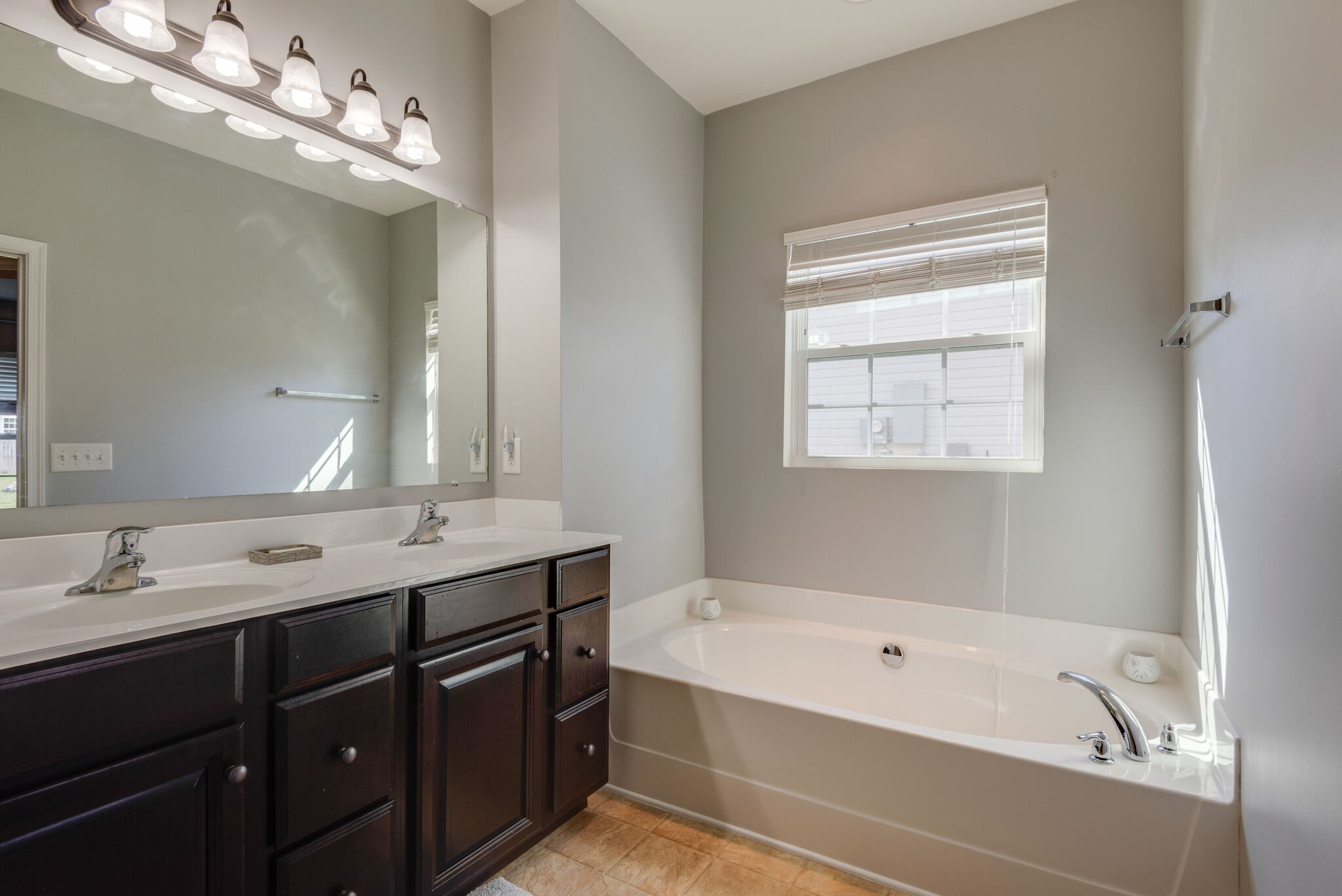 1050 Countess Lane Spring Hill, TN 37174 - Photo 15 of 22 a bathroom with a tub a sink double vanity and a mirror