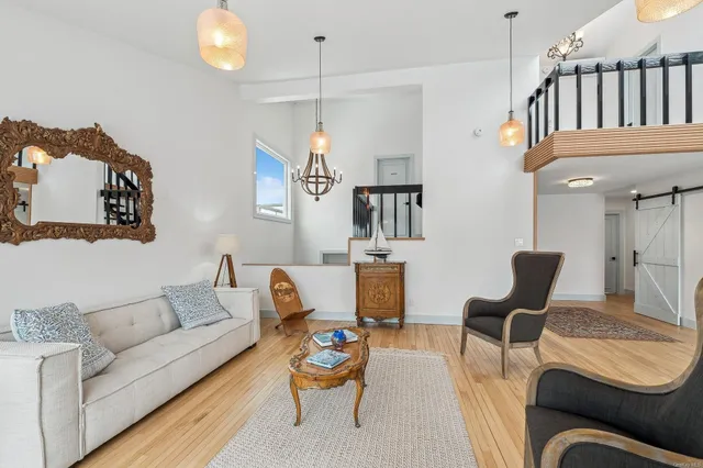 a living room with furniture