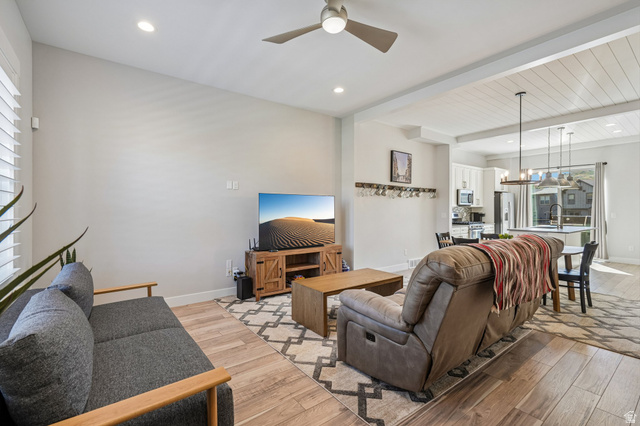 1107 West Wasatch Springs Road, Unit M3 Heber City, UT 84036 - Photo 3 of 34 Wood-finish flooring, recessed lighting, and a ceiling fan