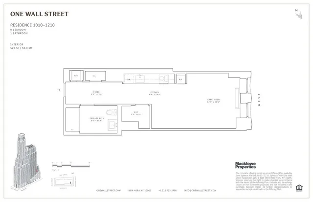 $995,000 | 1 Wall Street, Unit 1110 | Financial District