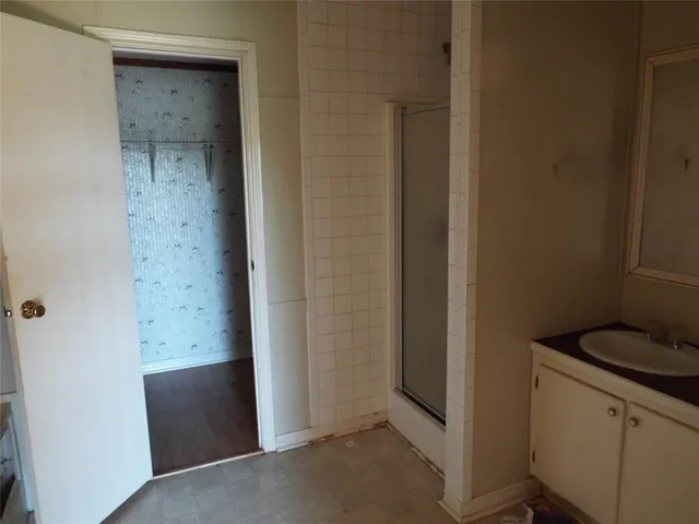 a bathroom with shower