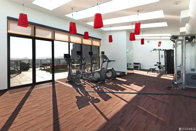 a view of a balcony with chairs