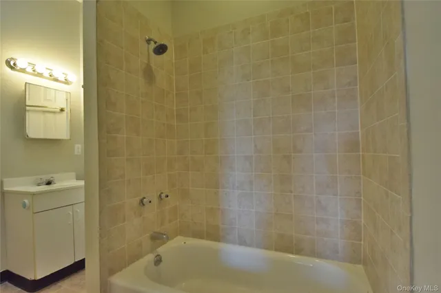 a bathroom with a shower and a bathtub