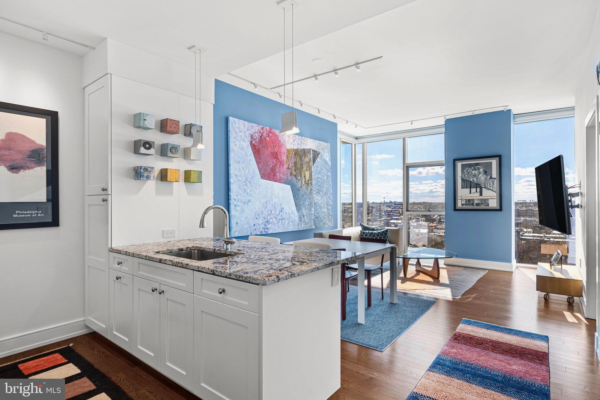 210 South 25th Street, Unit 905 Philadelphia, PA 19103 - Photo 1 of 28 a living room with furniture and flat screen tv