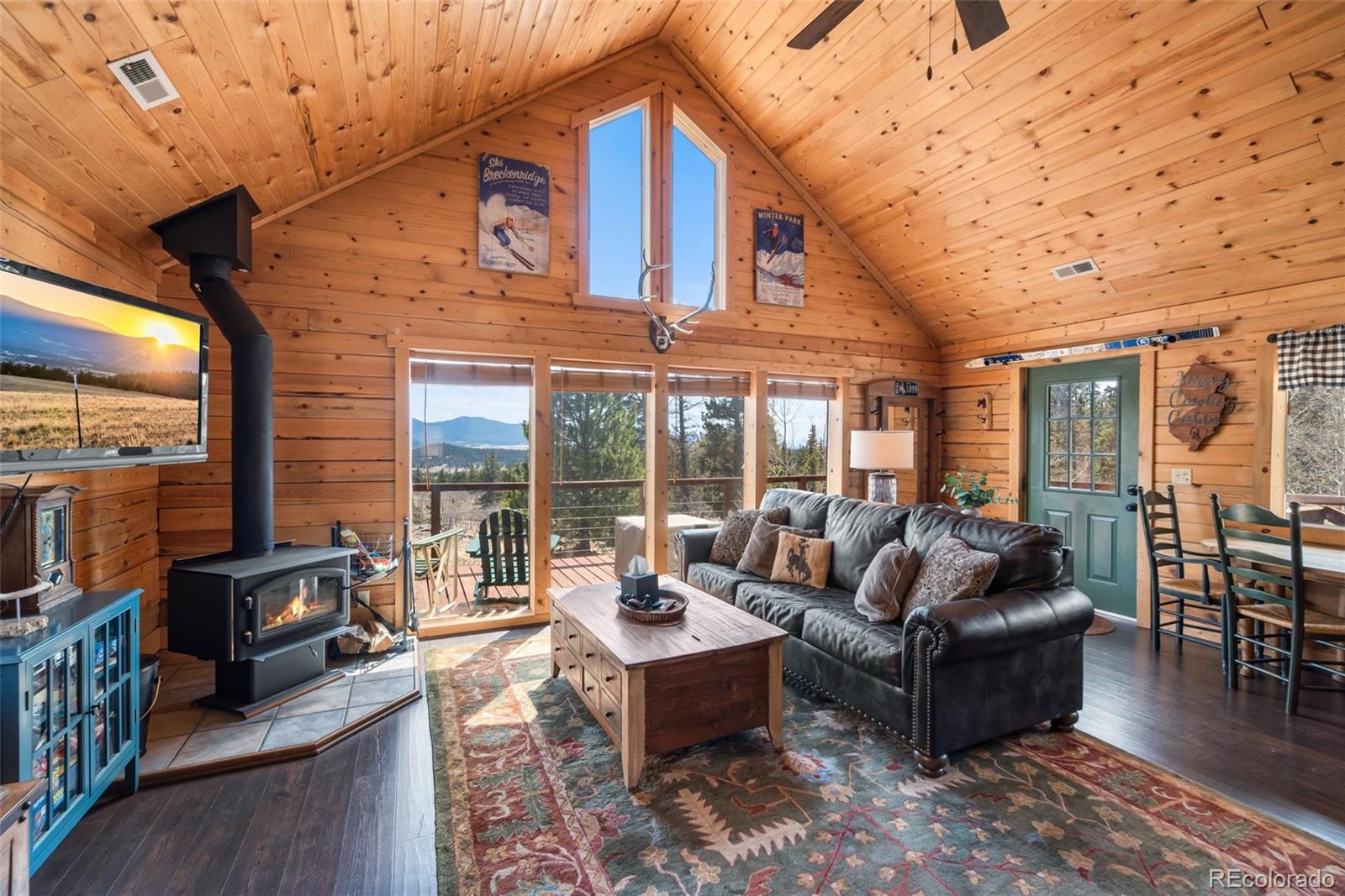 858 Red Cloud Road Jefferson, CO 80456 - Photo 13 of 32 a living room with furniture and a floor to ceiling window