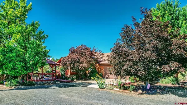 a view of street with a building and trees in the background