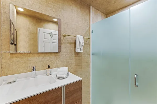 a view of a lake with a city