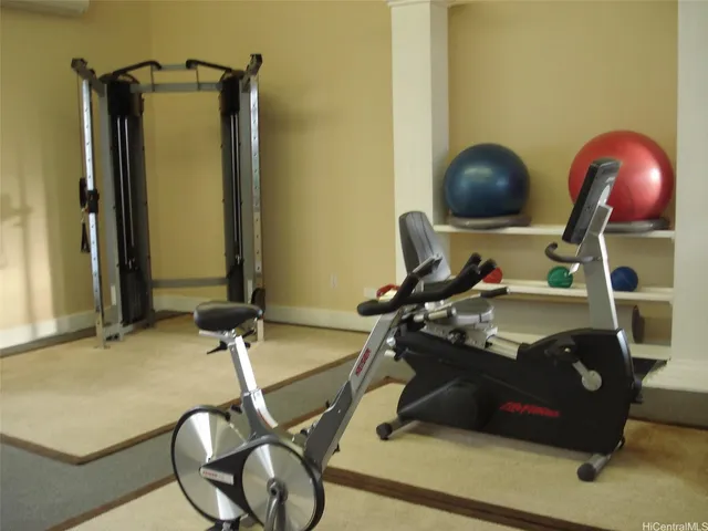 a room with gym equipment