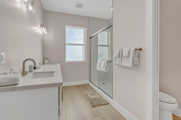 a bathroom with a shower