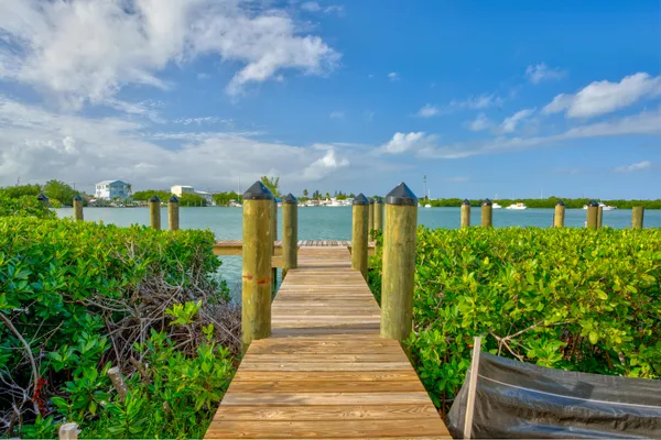 a view of a lake next to a building