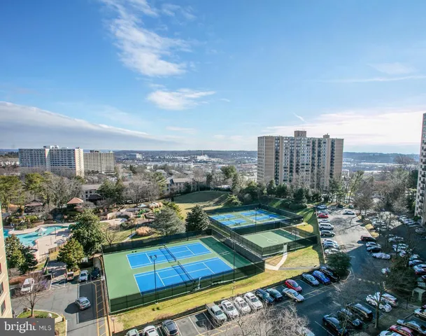 a view of a city with tall buildings