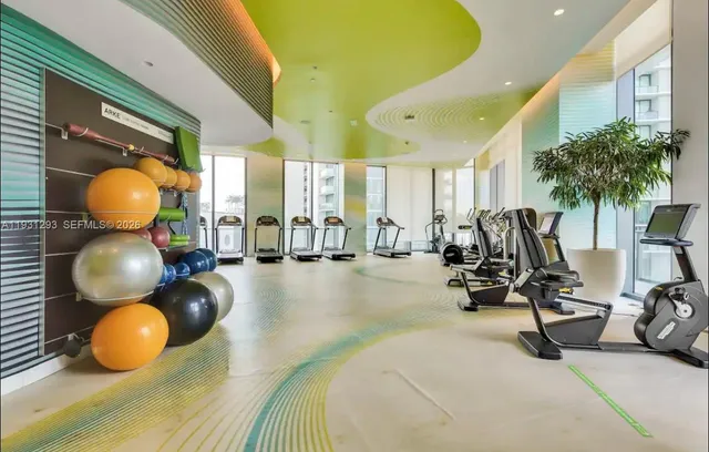 a view of a room with gym equipment