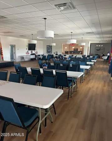 a view of a dining area with furniture