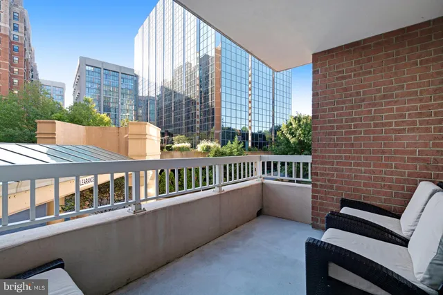 a balcony with city view