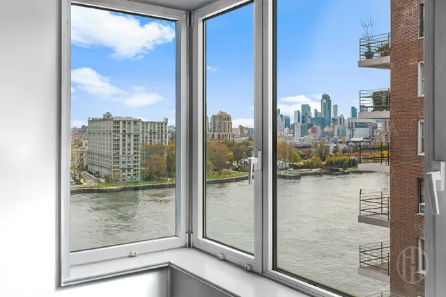 a view of a lake from a window