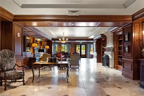 a view of a lake and trees