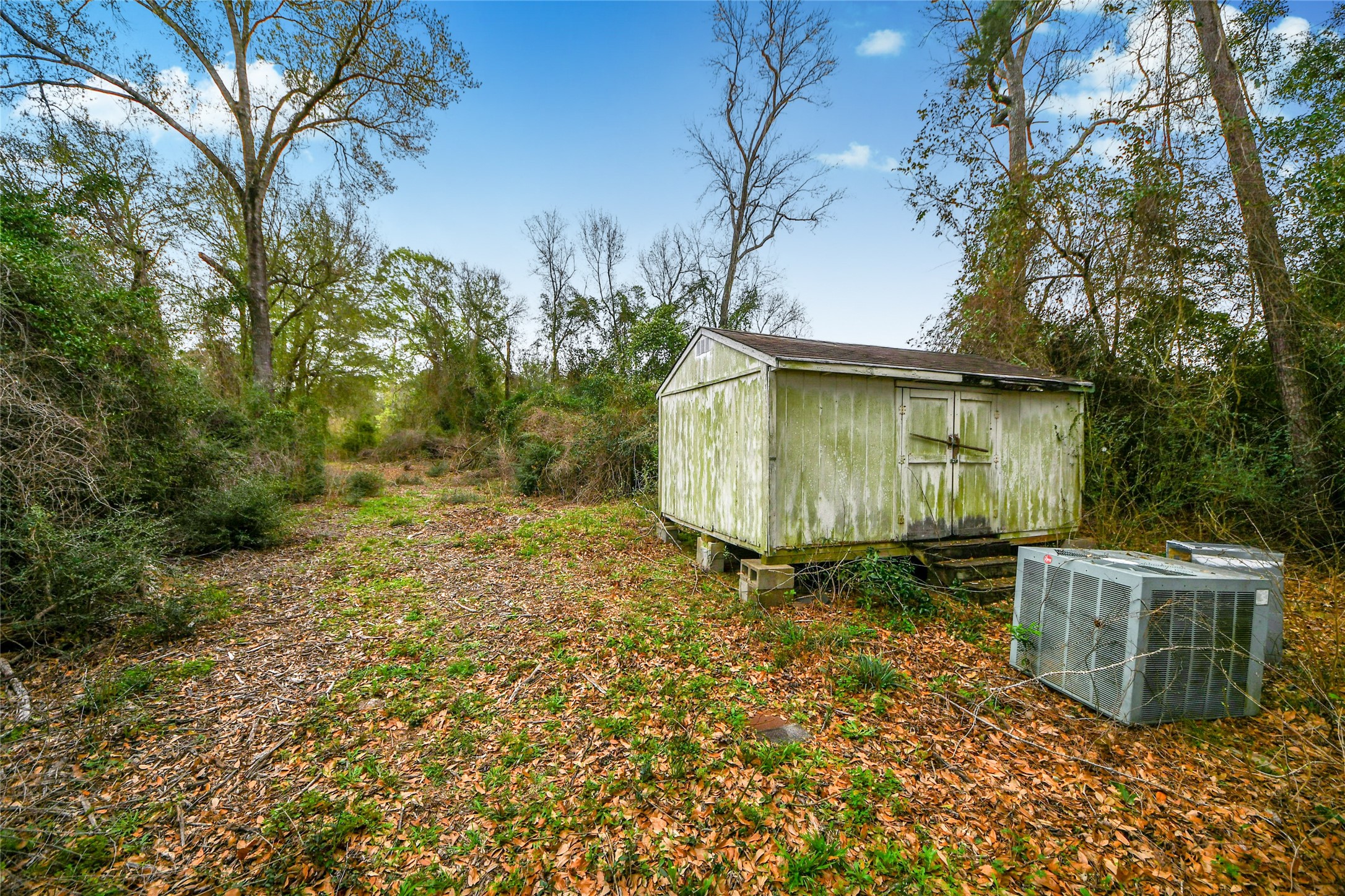 5310 Logston Lane Spring, TX 77389 - Photo 38 of 47 a view of a backyard of the house with a bench and trees