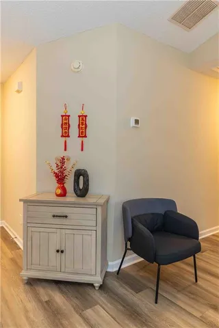 a room with a table and a chair