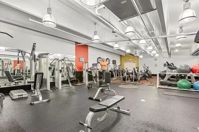 a view of a room with gym equipment