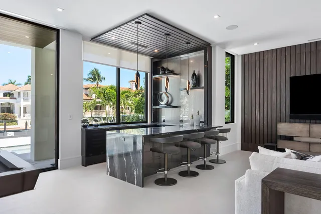 a bathroom with a sink vanity and a mirror