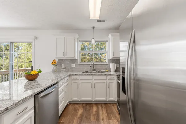 a view of a room with racks on the wall