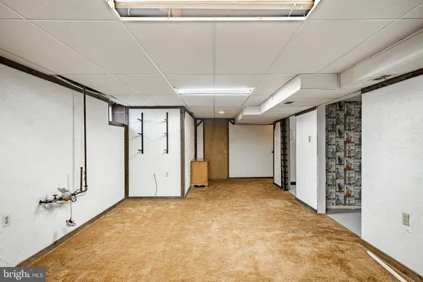 a storage room with stairs