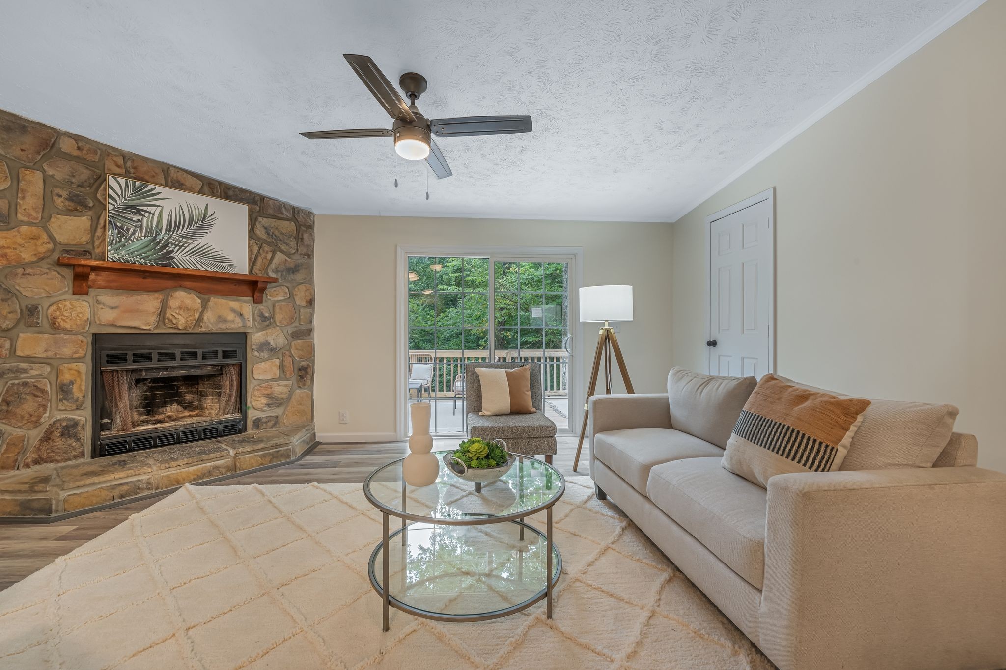 IMPRESSIVE Great Room w/ Stone Fireplace