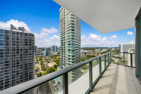 a view of a city from a balcony