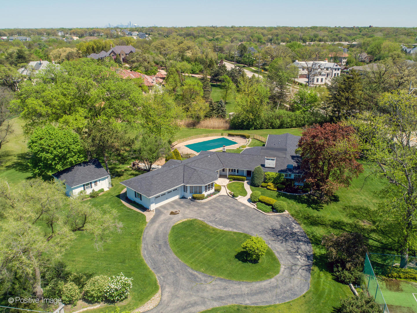 6401 South County Line Road Burr Ridge, IL 60527 - Photo 4 of 57 an aerial view of residential house with outdoor space