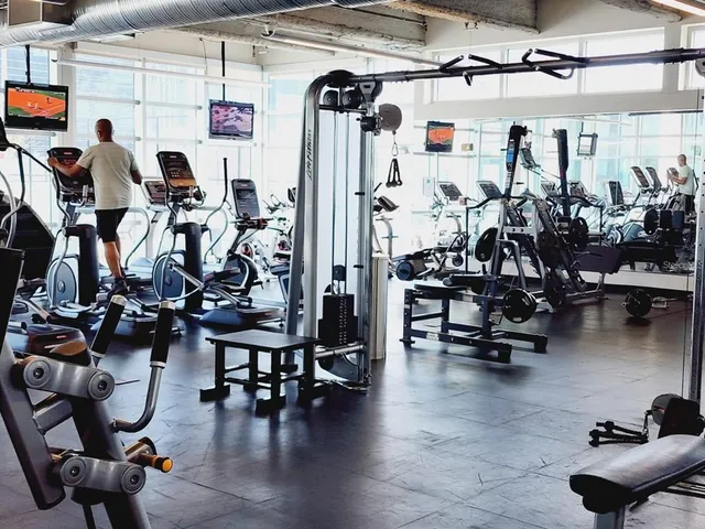 a room with gym equipment