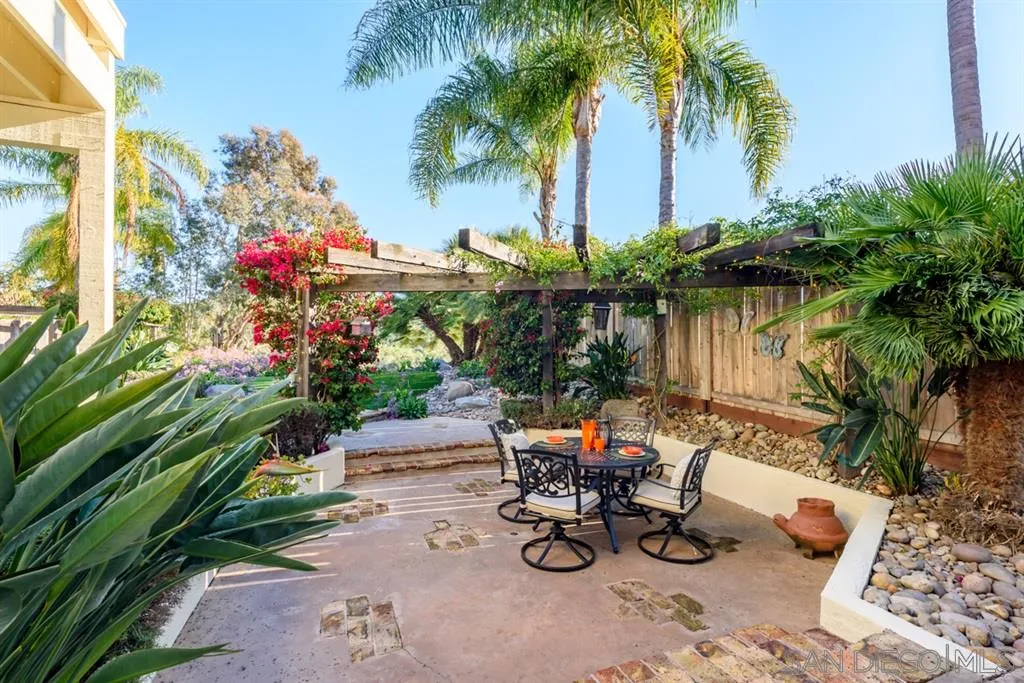 7675 Salix Place San Diego, CA 92129 - Photo 19 of 25 a view of a backyard with sitting area and garden