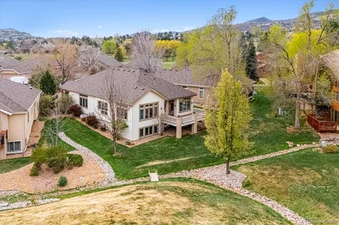 an aerial view of a house