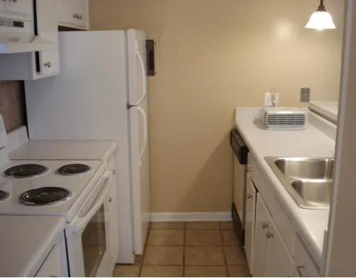 a kitchen with a sink a stove and refrigerator