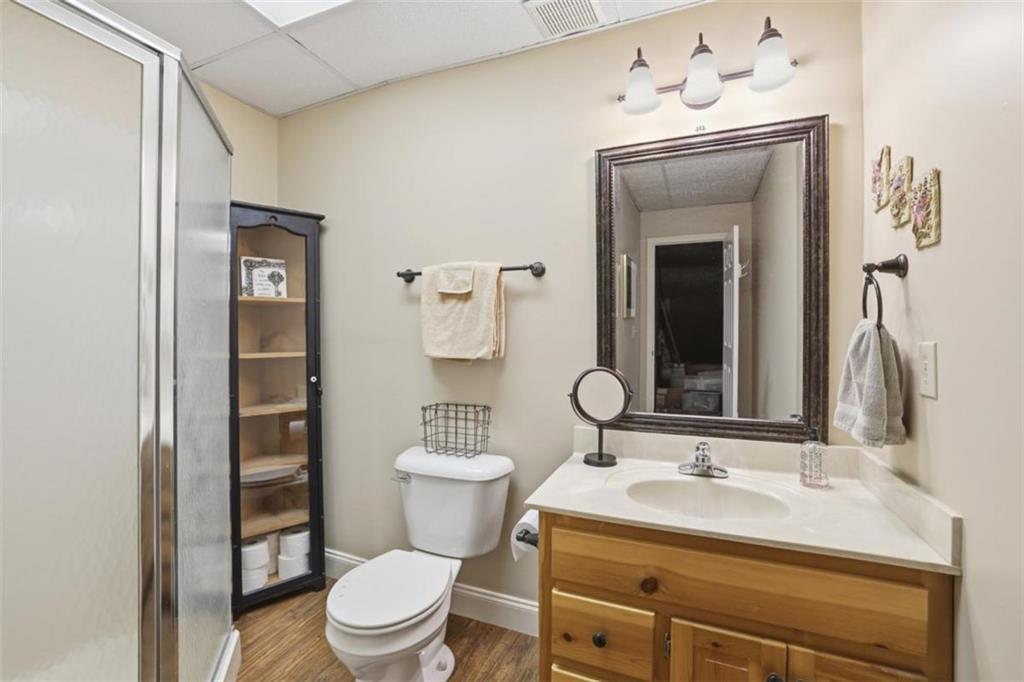 1401 Adair Mill Road Cleveland, GA 30528 - Photo 39 of 62 a bathroom with a toilet sink vanity and mirror