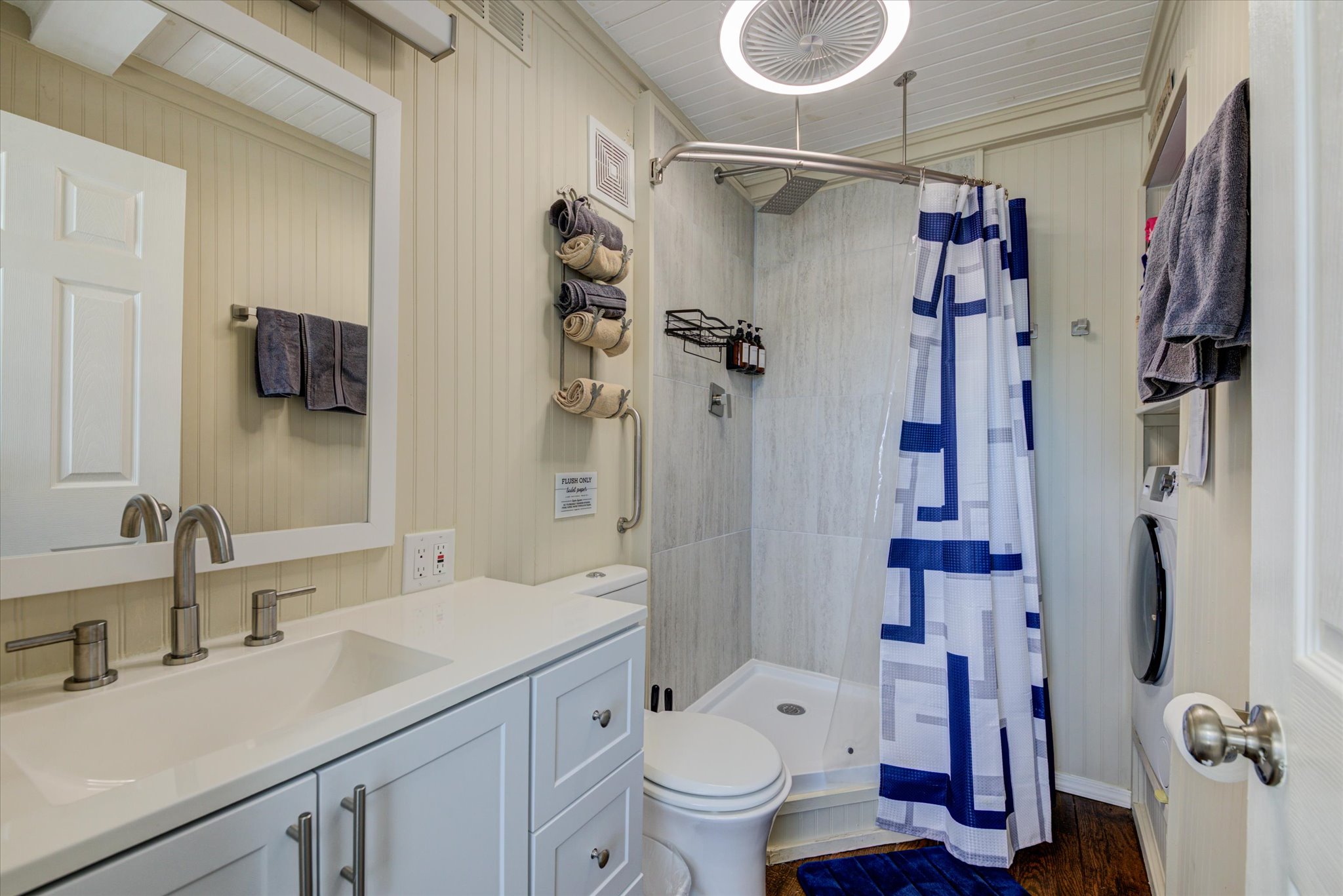 200 Harbor Circle Georgetown, TX 78633 - Photo 35 of 38 a bathroom with a granite countertop sink toilet and shower