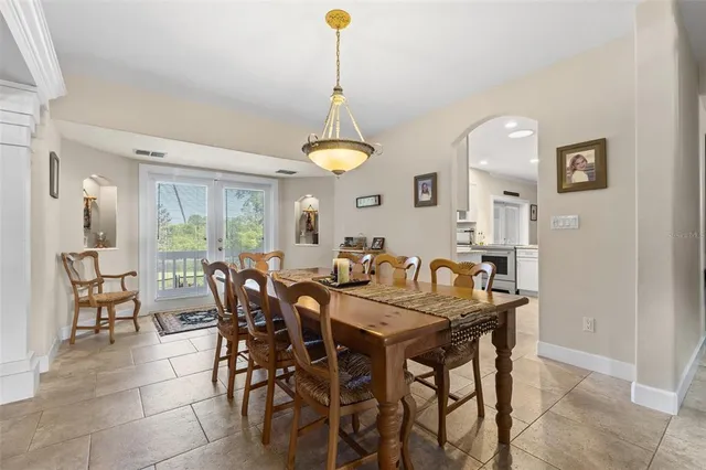 a view of a dining room and livingroom view