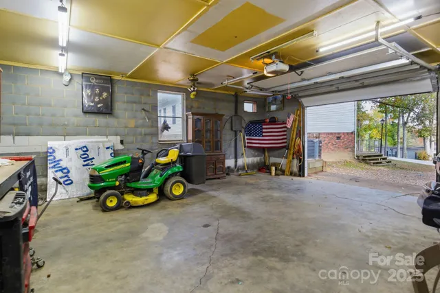 a car is parked in garage