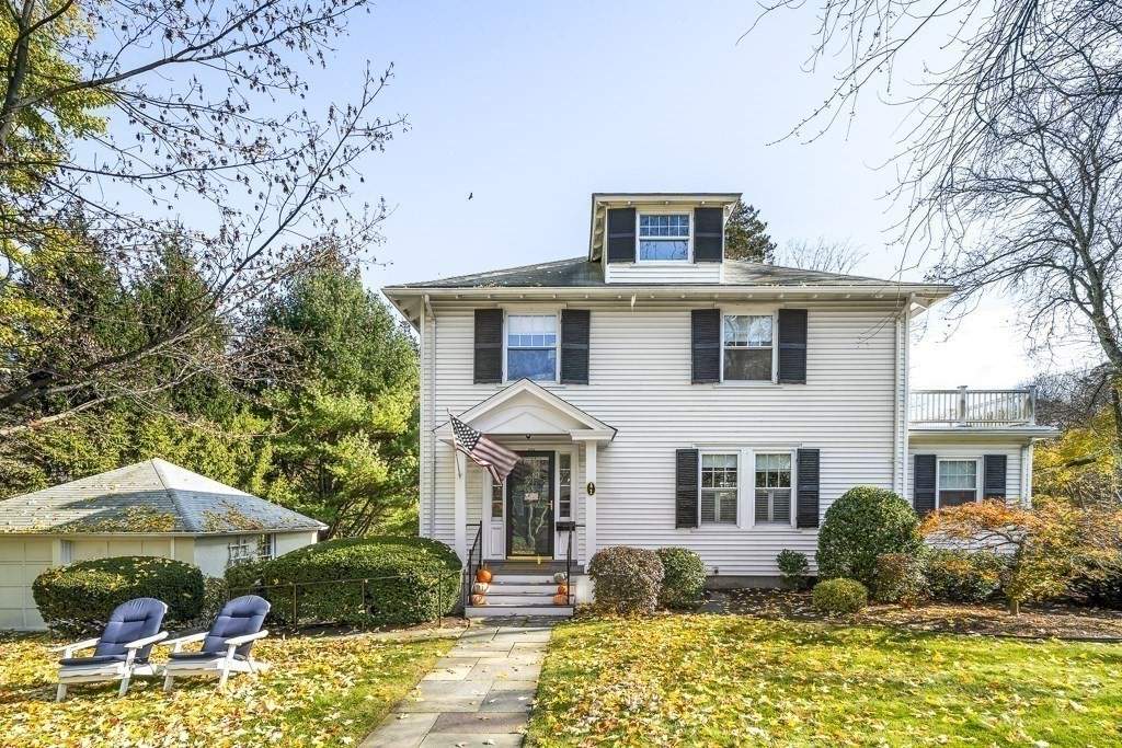 1 Bancroft Road Wellesley, MA 02481 - Photo 20 of 20 a front view of house with yard outdoor seating and barbeque oven