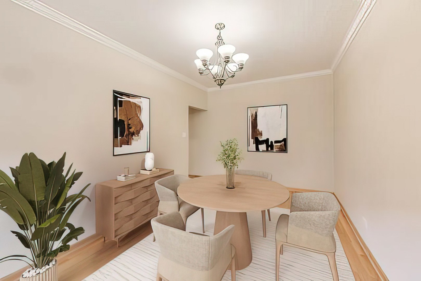 243 Washington Boulevard, Unit 3A Oak Park, IL 60302 - Photo 14 of 29 a dining room with furniture a chandelier and wooden floor