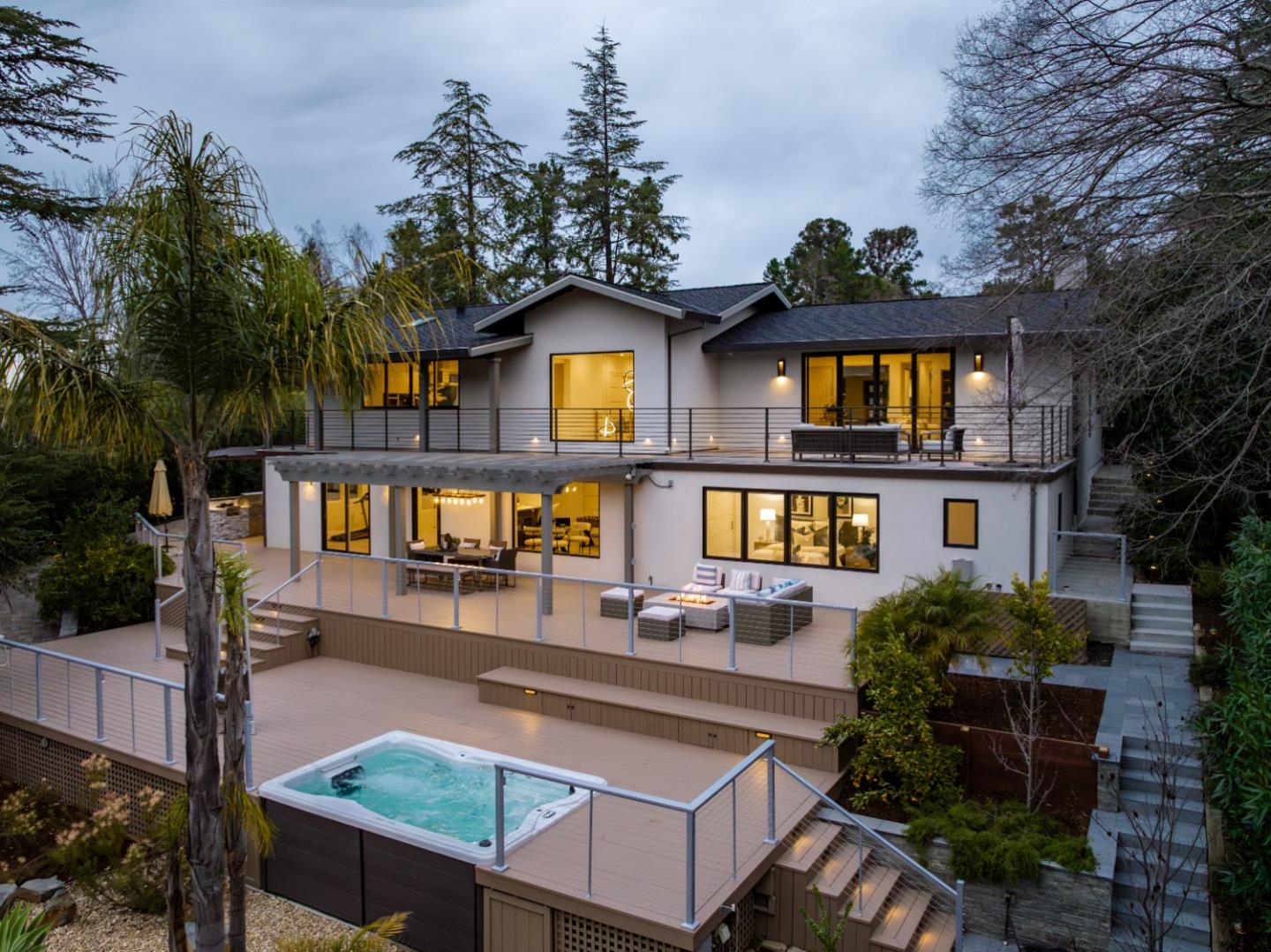 a front view of residential houses with yard