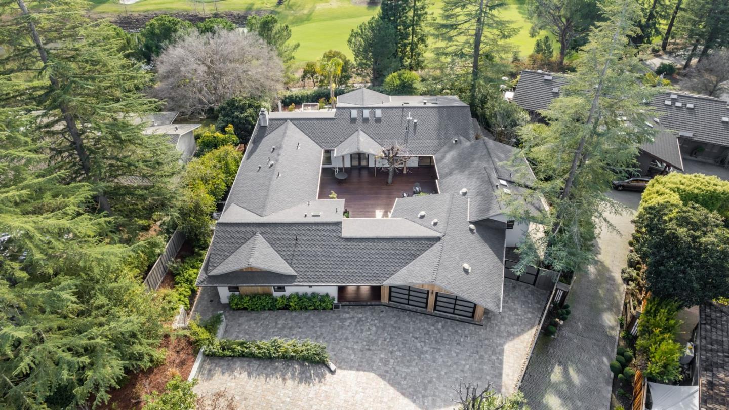 1045 Trinity Drive Menlo Park, CA 94025 - Photo 27 of 31 an aerial view of a house with a yard and sitting area