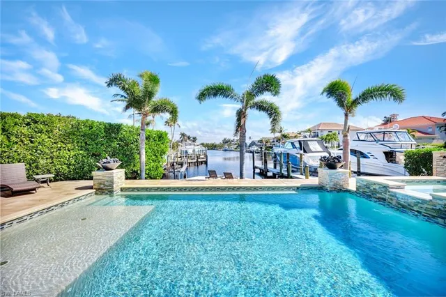 a view of a swimming pool and a yard