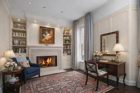 a bathroom with a sink vanity and mirror