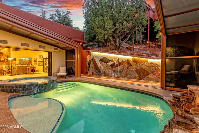 swimming pool with outdoor seating