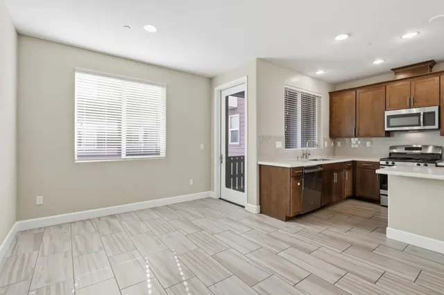 an empty room with closet