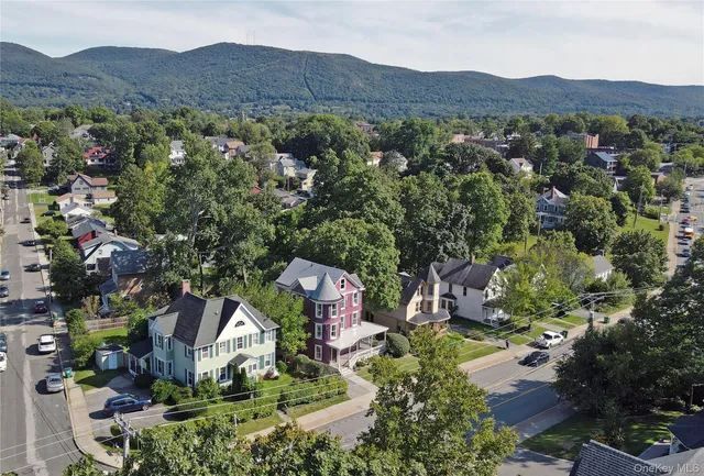 a view of a lake with a mountain in front of it