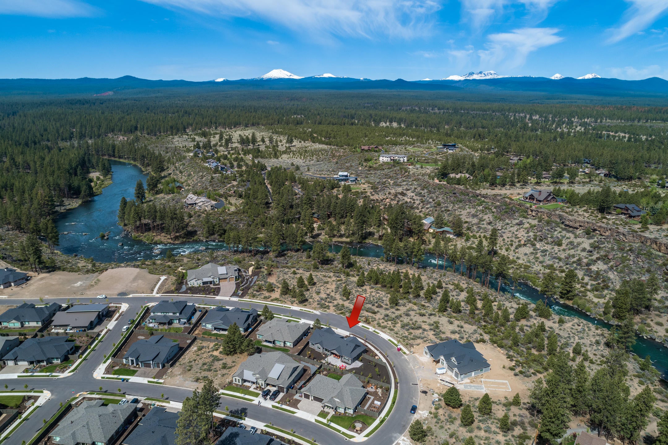 60900 River Rim Drive Bend, OR 97702 - Photo 30 of 32 Drone with Mountains and River