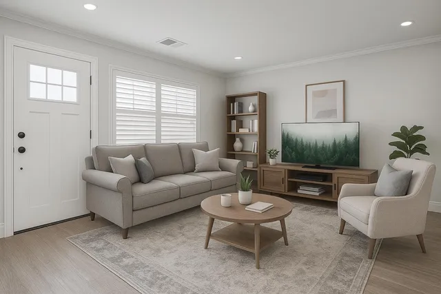 a living room with furniture and a flat screen tv