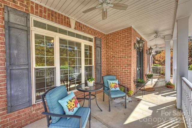 a balcony view with a couch
